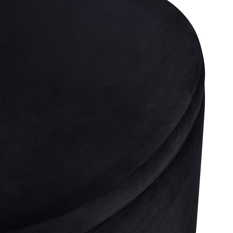 Atlas Lighting Linder 24in Storage Ottoman | Black Fabric & Brass Band | Modern Living Room | 24 x 24 x 17 in | Model SE11037-01