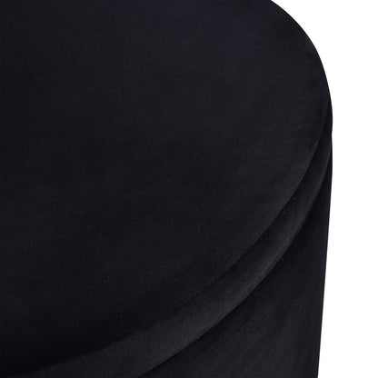 Atlas Lighting Linder 24in Storage Ottoman | Black Fabric & Brass Band | Modern Living Room | 24 x 24 x 17 in | Model SE11037-01