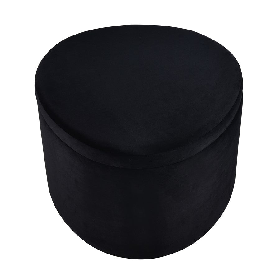 Atlas Lighting Linder 24in Storage Ottoman | Black Fabric & Brass Band | Modern Living Room | 24 x 24 x 17 in | Model SE11037-01