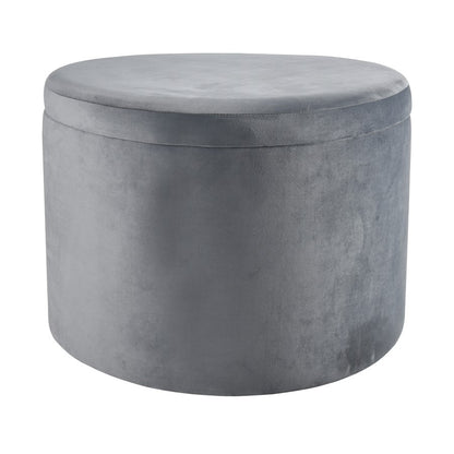 Atlas Lighting Linder 24in Storage Ottoman | Charcoal Fabric & Brass Band | Modern Living Room | 24 x 24 x 17 in | Model SE11037-02