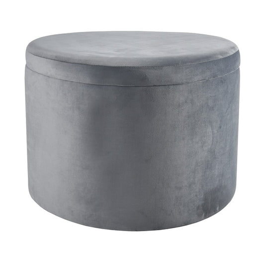 Atlas Lighting Linder 24in Storage Ottoman | Charcoal Fabric & Brass Band | Modern Living Room | 24 x 24 x 17 in | Model SE11037-02