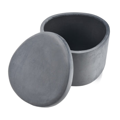 Atlas Lighting Linder 24in Storage Ottoman | Charcoal Fabric & Brass Band | Modern Living Room | 24 x 24 x 17 in | Model SE11037-02