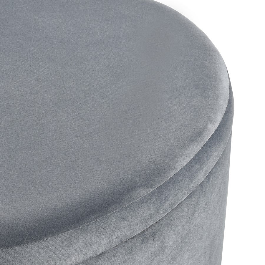 Atlas Lighting Linder 24in Storage Ottoman | Charcoal Fabric & Brass Band | Modern Living Room | 24 x 24 x 17 in | Model SE11037-02