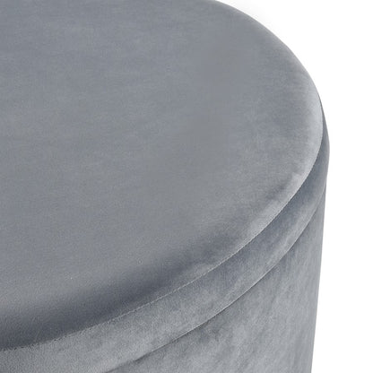 Atlas Lighting Linder 24in Storage Ottoman | Charcoal Fabric & Brass Band | Modern Living Room | 24 x 24 x 17 in | Model SE11037-02
