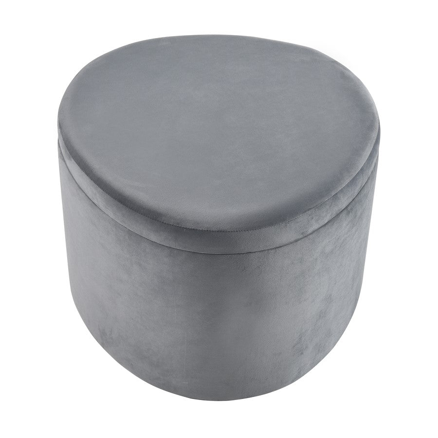 Atlas Lighting Linder 24in Storage Ottoman | Charcoal Fabric & Brass Band | Modern Living Room | 24 x 24 x 17 in | Model SE11037-02