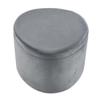 Atlas Lighting Linder 24in Storage Ottoman | Charcoal Fabric & Brass Band | Modern Living Room | 24 x 24 x 17 in | Model SE11037-02