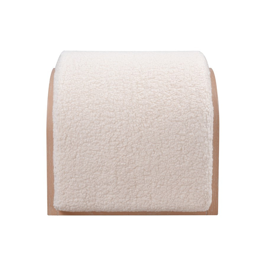 Atlas Lighting Marko 20in Stool | Modern Light Oak Wood and White Boucle Fabric | Living Room & Bedroom Seating | Model SE11038-01