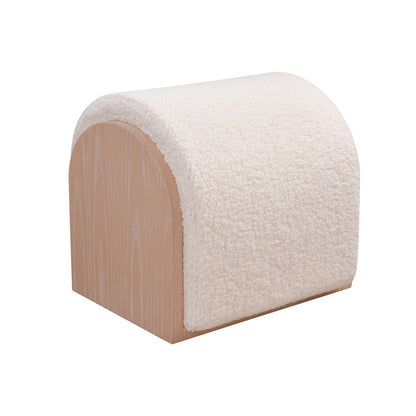 Atlas Lighting Marko 20in Stool | Modern Light Oak Wood and White Boucle Fabric | Living Room & Bedroom Seating | Model SE11038-01