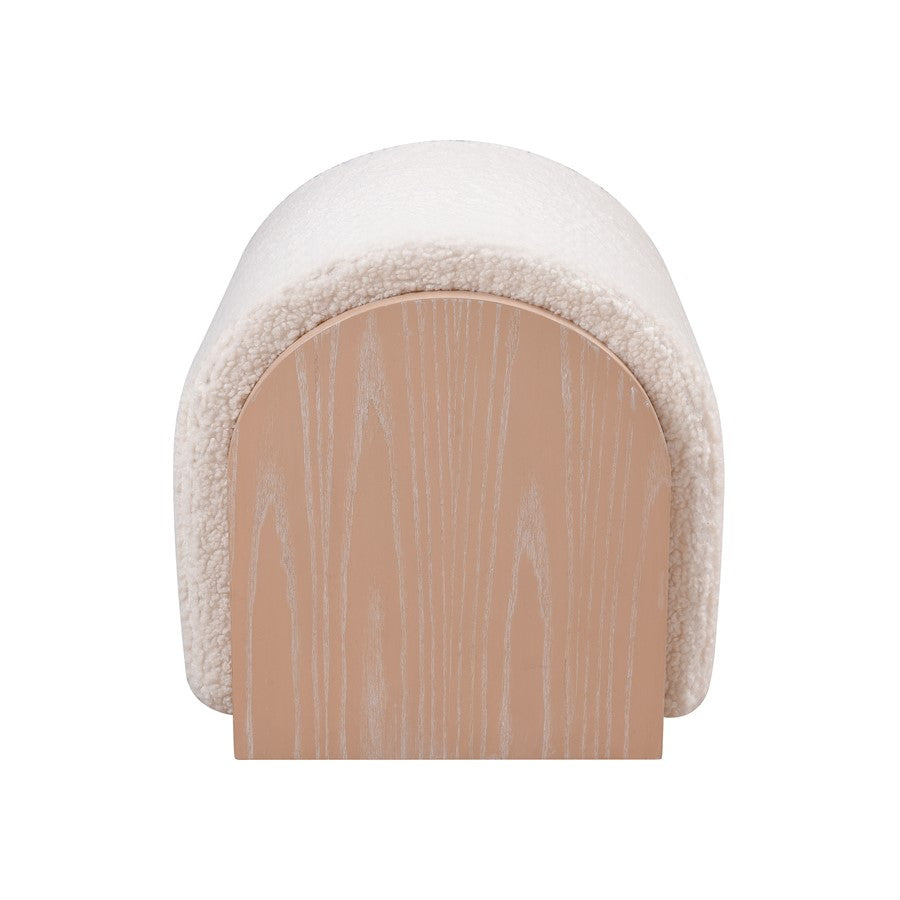Atlas Lighting Marko 20in Stool | Modern Light Oak Wood and White Boucle Fabric | Living Room & Bedroom Seating | Model SE11038-01