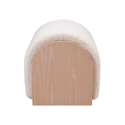 Atlas Lighting Marko 20in Stool | Modern Light Oak Wood and White Boucle Fabric | Living Room & Bedroom Seating | Model SE11038-01
