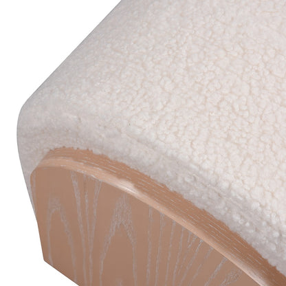Atlas Lighting Marko 20in Stool | Modern Light Oak Wood and White Boucle Fabric | Living Room & Bedroom Seating | Model SE11038-01