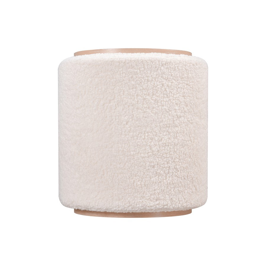 Atlas Lighting Marko 20in Stool | Modern Light Oak Wood and White Boucle Fabric | Living Room & Bedroom Seating | Model SE11038-01