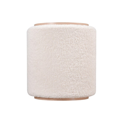 Atlas Lighting Marko 20in Stool | Modern Light Oak Wood and White Boucle Fabric | Living Room & Bedroom Seating | Model SE11038-01