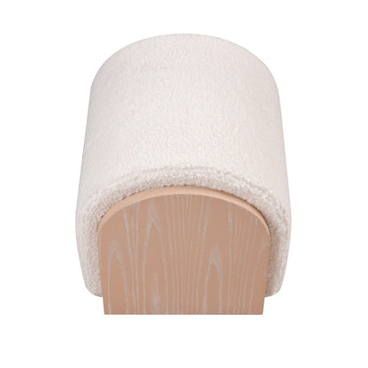 Atlas Lighting Marko 20in Stool | Modern Light Oak Wood and White Boucle Fabric | Living Room & Bedroom Seating | Model SE11038-01