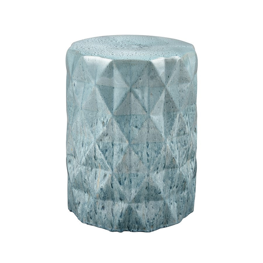 Atlas Lighting Olmedo 13in Stool | Transitional Seaglass Glazed Earthenware | Patio & Accent Seating | 13 x 13 x 18 in | Model SE11041-01