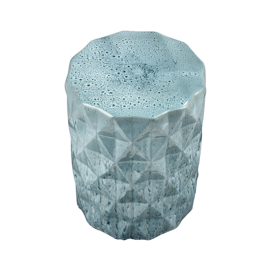 Atlas Lighting Olmedo 13in Stool | Transitional Seaglass Glazed Earthenware | Patio & Accent Seating | 13 x 13 x 18 in | Model SE11041-01