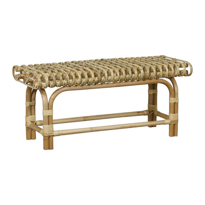 Atlas Lighting Rendra Bench | Natural Rattan Transitional | Living Room & Hallway Seating | 39.5 x 15.75 x 19.25 in | Model SE11049-01