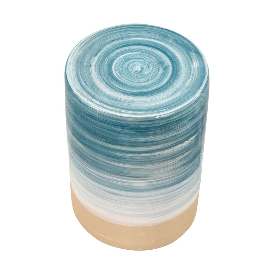 Atlas Lighting Roe Bay Accent Stool | Blue Glazed Earthenware | Coastal Decor & Light Seating | 13 x 13 x 18 in | Model SE11053-01