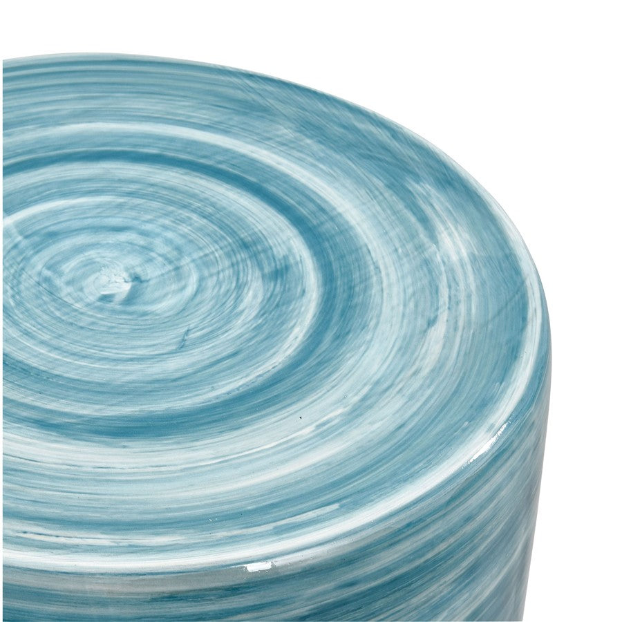 Atlas Lighting Roe Bay Accent Stool | Blue Glazed Earthenware | Coastal Decor & Light Seating | 13 x 13 x 18 in | Model SE11053-01