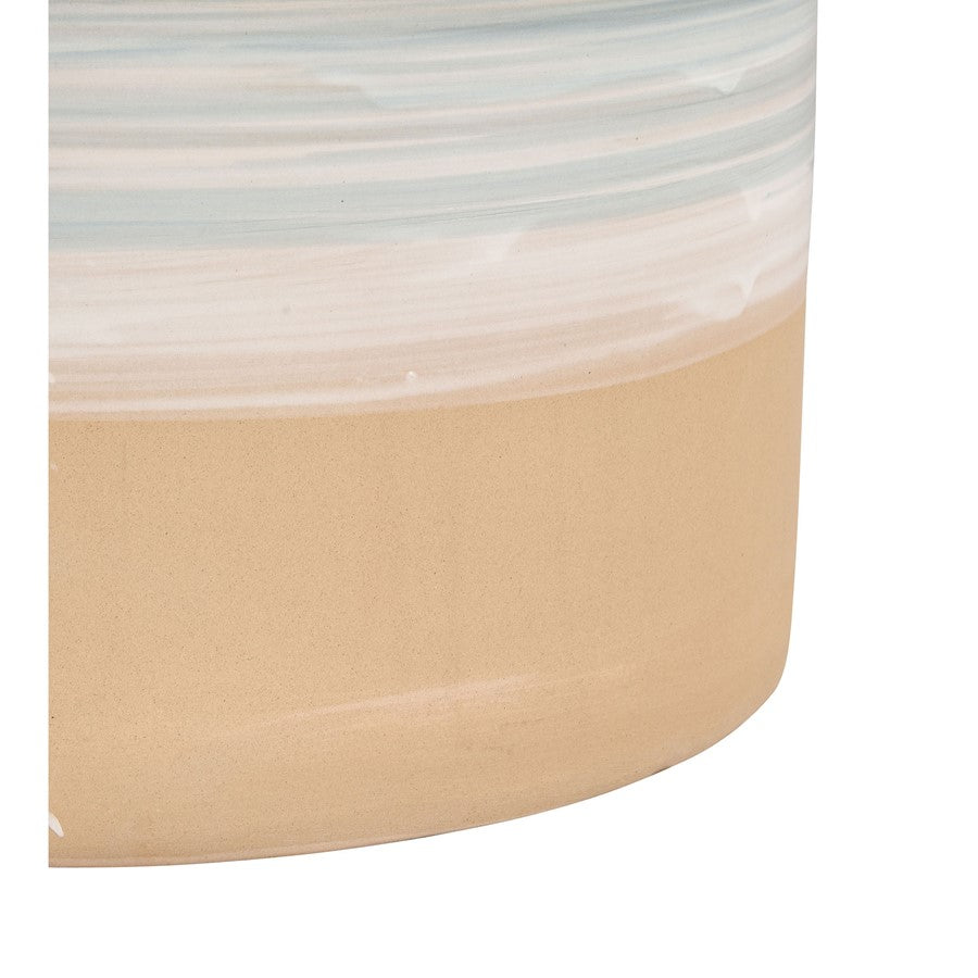 Atlas Lighting Roe Bay Accent Stool | Blue Glazed Earthenware | Coastal Decor & Light Seating | 13 x 13 x 18 in | Model SE11053-01