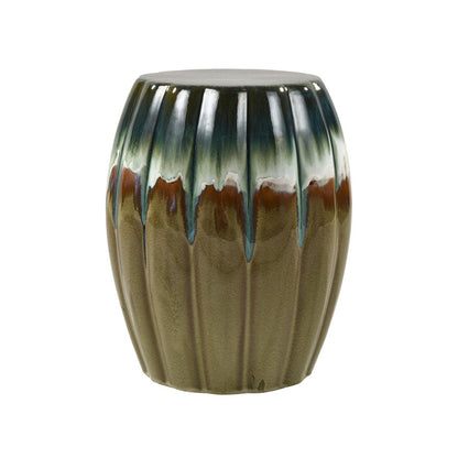 Atlas Lighting Roker Accent Stool | Green Reactive Earthenware | Organic Decor & Light Seating | 14.5 x 14.5 x 18 in | Model SE11054-01