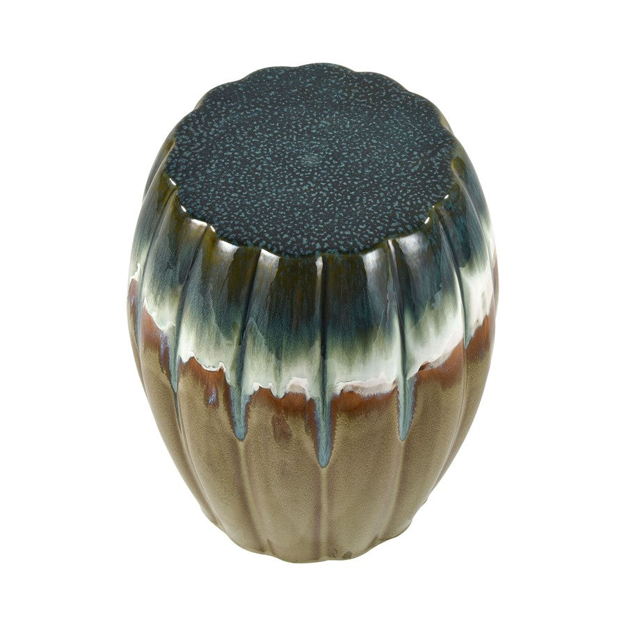 Atlas Lighting Roker Accent Stool | Green Reactive Earthenware | Organic Decor & Light Seating | 14.5 x 14.5 x 18 in | Model SE11054-01