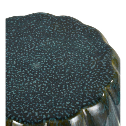 Atlas Lighting Roker Accent Stool | Green Reactive Earthenware | Organic Decor & Light Seating | 14.5 x 14.5 x 18 in | Model SE11054-01