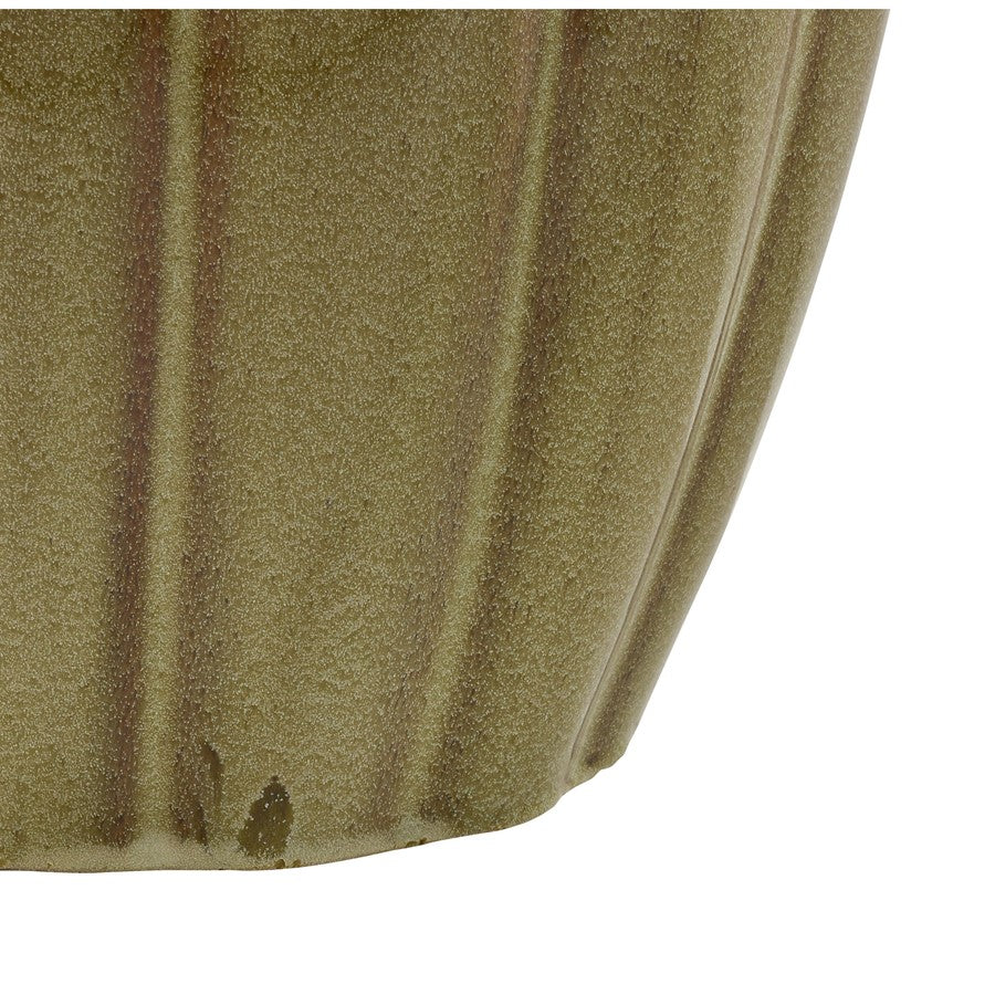 Atlas Lighting Roker Accent Stool | Green Reactive Earthenware | Organic Decor & Light Seating | 14.5 x 14.5 x 18 in | Model SE11054-01
