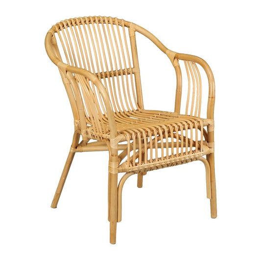 Atlas Lighting Tika 23in Wide Rattan Arm Chair | Natural Wood and Rattan | Living Room & Reading Nook Seating | 23 x 25 x 34 in | Model SE11060-01