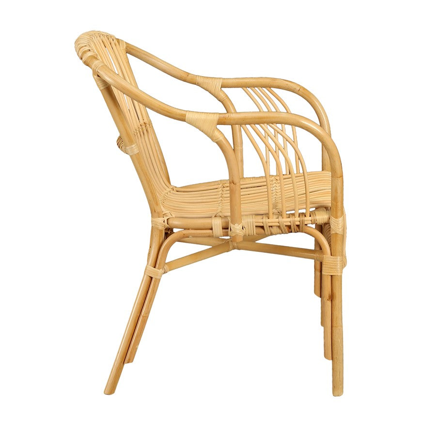 Atlas Lighting Tika 23in Wide Rattan Arm Chair | Natural Wood and Rattan | Living Room & Reading Nook Seating | 23 x 25 x 34 in | Model SE11060-01