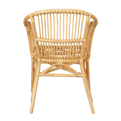 Atlas Lighting Tika 23in Wide Rattan Arm Chair | Natural Wood and Rattan | Living Room & Reading Nook Seating | 23 x 25 x 34 in | Model SE11060-01