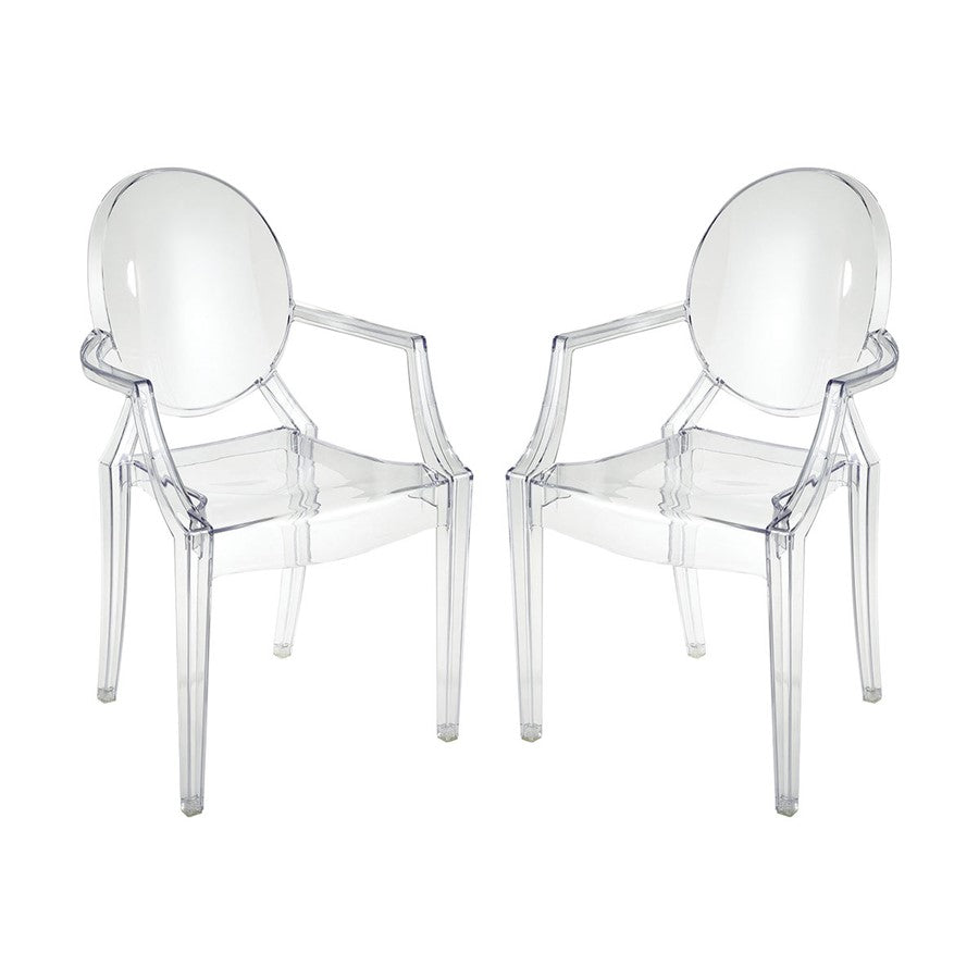 Atlas Lighting Vanish 22in Wide Clear Acrylic Armchair Set of 2 | Modern Contemporary | Dining Room & Living Room Seating | Model SE11061-01S