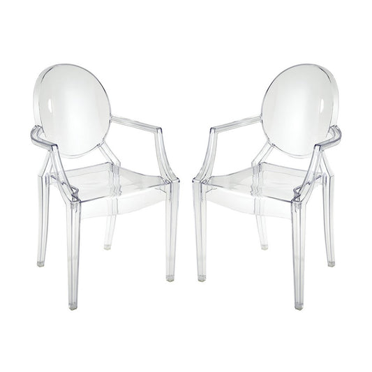 Atlas Lighting Vanish 22in Wide Clear Acrylic Armchair Set of 2 | Modern Contemporary | Dining Room & Living Room Seating | Model SE11061-01S