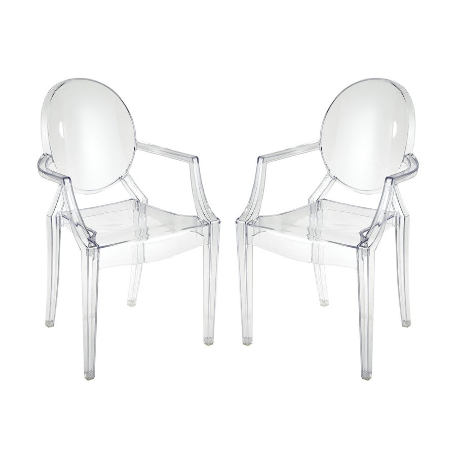 Atlas Lighting Vanish 22in Wide Clear Acrylic Armchair Set of 2 | Modern Contemporary | Dining Room & Living Room Seating | Model SE11061-01S