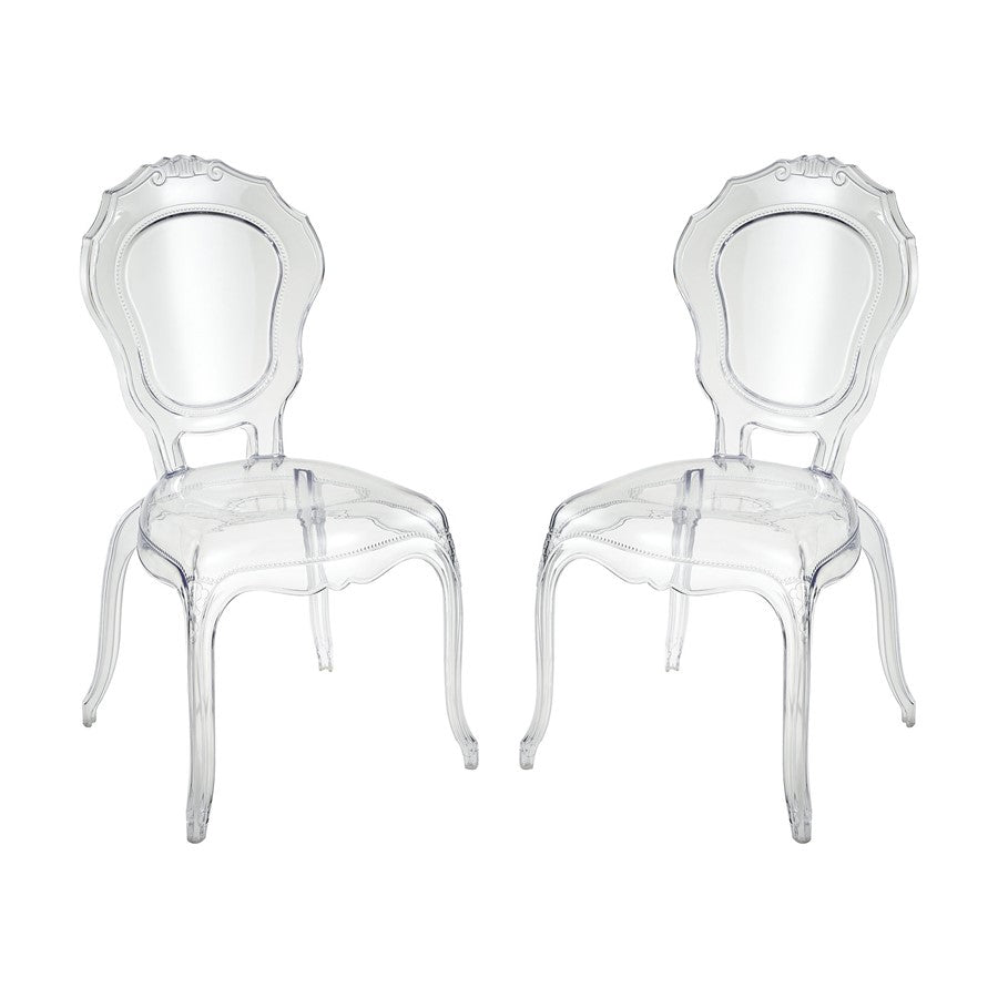 Atlas Lighting Vie En Rose 22in Wide Clear Acrylic Armchair Set of 2 | Modern Contemporary | Dining Room & Living Room Seating | Model SE11062-01S
