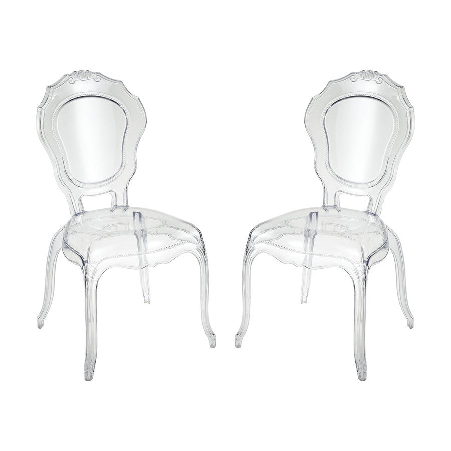 Atlas Lighting Vie En Rose 22in Wide Clear Acrylic Armchair Set of 2 | Modern Contemporary | Dining Room & Living Room Seating | Model SE11062-01S