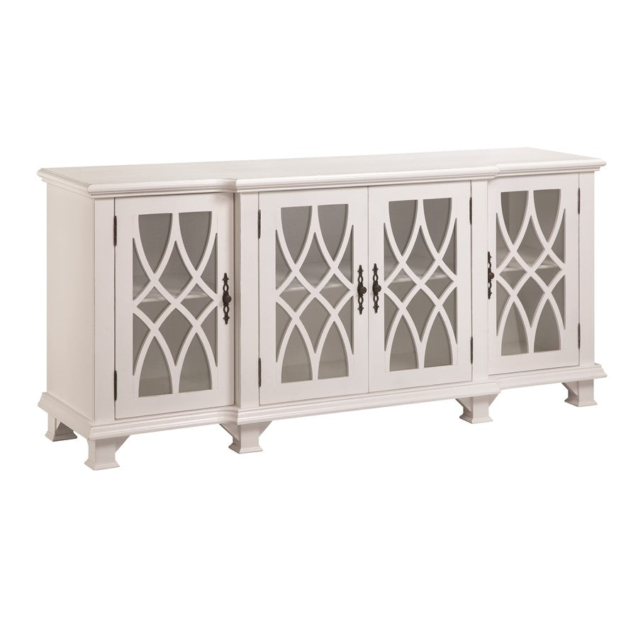 Atlas Lighting Anastasia 72in 4-Door Sideboard | Antique White Wood Transitional | Living Room & Dining Room Storage | Model ST11001-01