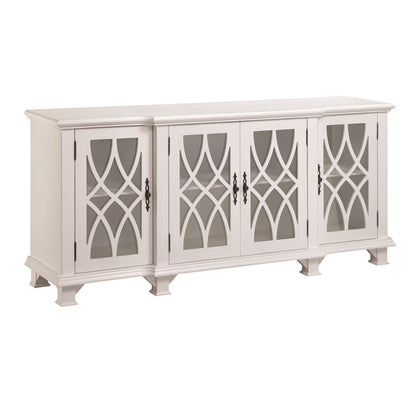 Atlas Lighting Anastasia 72in 4-Door Sideboard | Antique White Wood Transitional | Living Room & Dining Room Storage | Model ST11001-01