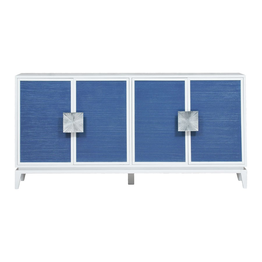 Atlas Lighting Asanso 72in 4-Door Credenza | White Wood Composite Modern | Living Room & Dining Room Storage | 72 x 16 x 36 in | Model ST11004-01