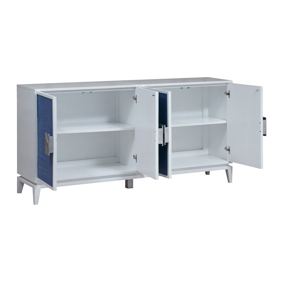 Atlas Lighting Asanso 72in 4-Door Credenza | White Wood Composite Modern | Living Room & Dining Room Storage | 72 x 16 x 36 in | Model ST11004-01