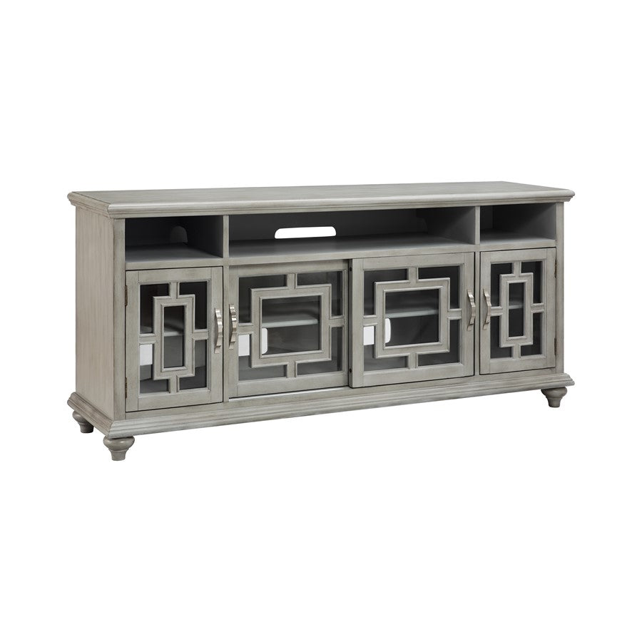 Atlas Lighting Barron 72in 4-Door Media Console | Gray Wood Composite Transitional | Living Room Media Storage | 72 x 18 x 34 in | Model ST11006-01