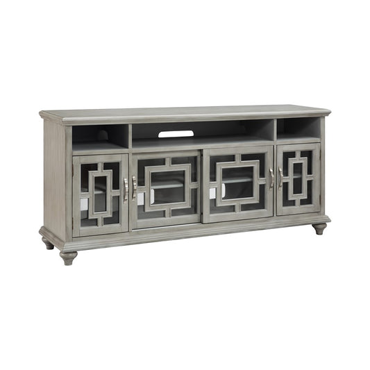 Atlas Lighting Barron 72in 4-Door Media Console | Gray Wood Composite Transitional | Living Room Media Storage | 72 x 18 x 34 in | Model ST11006-01