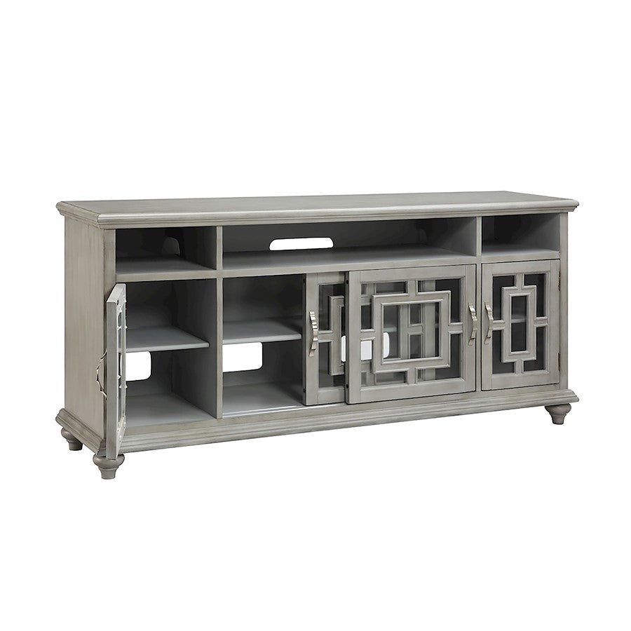 Atlas Lighting Barron 72in 4-Door Media Console | Gray Wood Composite Transitional | Living Room Media Storage | 72 x 18 x 34 in | Model ST11006-01