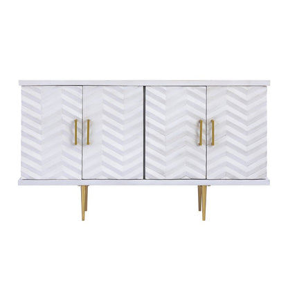 Atlas Lighting Brendle 4-Door Credenza | Whitewash Wood & Brass Modern | Living Room & Dining Room Storage | Model ST11012-01