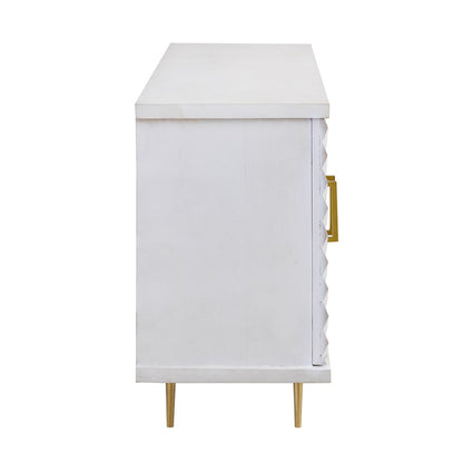 Atlas Lighting Brendle 4-Door Credenza | Whitewash Wood & Brass Modern | Living Room & Dining Room Storage | Model ST11012-01