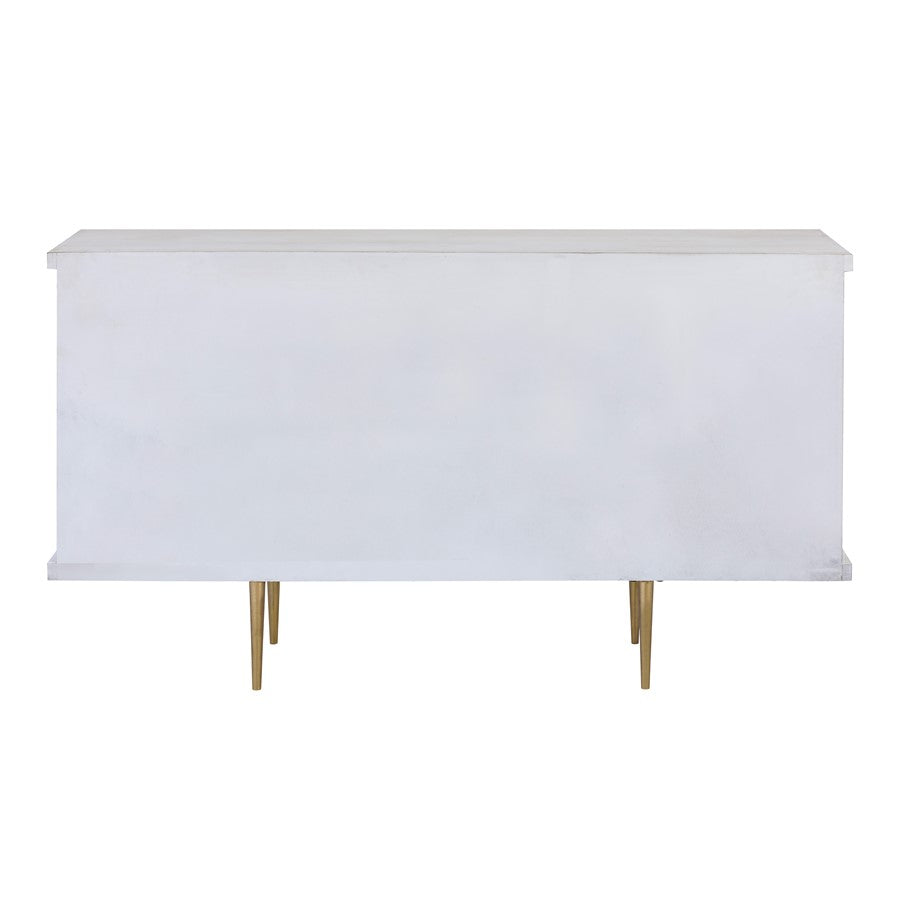 Atlas Lighting Brendle 4-Door Credenza | Whitewash Wood & Brass Modern | Living Room & Dining Room Storage | Model ST11012-01
