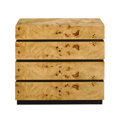 Atlas Lighting Bromo Chest Large | Natural Burl Wood & Black Modern | Bedroom & Living Room Storage | 36in W x 18in D x 34in H | Model ST11013-01