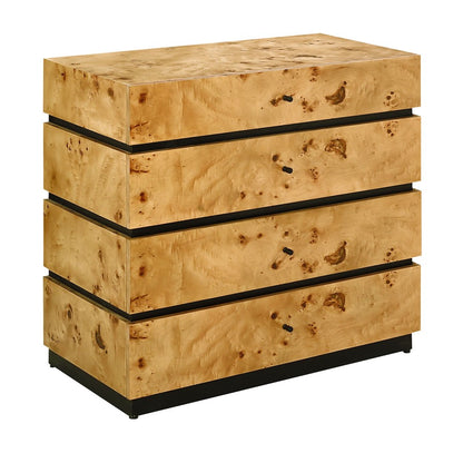 Atlas Lighting Bromo Chest Large | Natural Burl Wood & Black Modern | Bedroom & Living Room Storage | 36in W x 18in D x 34in H | Model ST11013-01