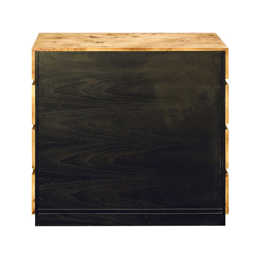 Atlas Lighting Bromo Chest Large | Natural Burl Wood & Black Modern | Bedroom & Living Room Storage | 36in W x 18in D x 34in H | Model ST11013-01
