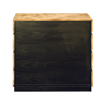 Atlas Lighting Bromo Chest Large | Natural Burl Wood & Black Modern | Bedroom & Living Room Storage | 36in W x 18in D x 34in H | Model ST11013-01